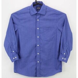 Eagle Shirtmakers Men's Button Up LS Slim Fit Shirt Size 15 Blue White Check